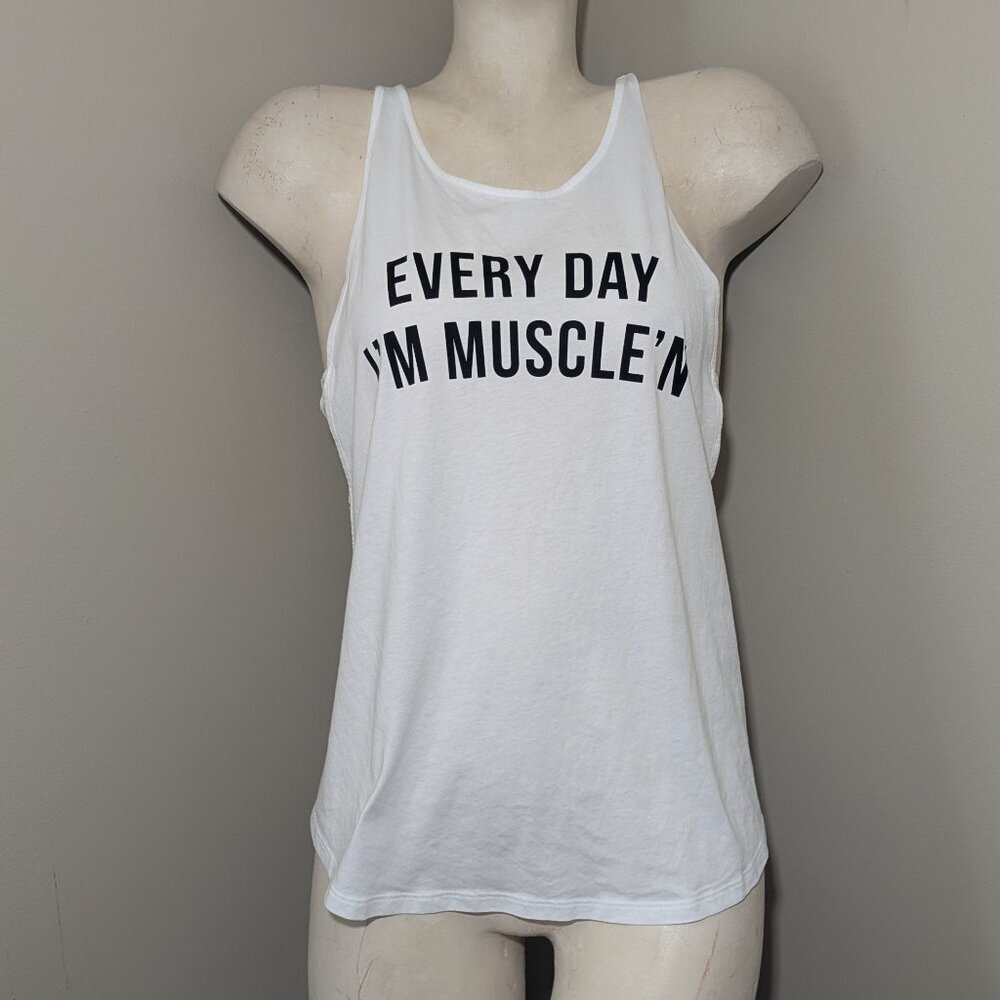Under Armour White Racerback Tank with Black Graphic - Picture 2 of 7